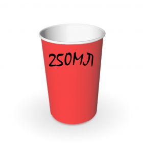 Бумажный стакан, 250 мл - 50 шт. (красный)